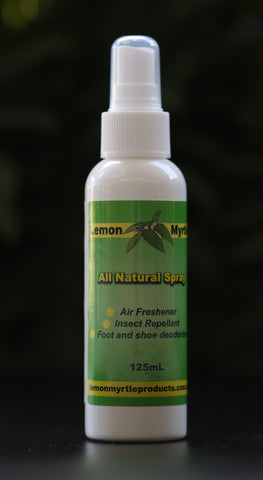 Lemon Myrtle All Natural Spray 125ml - multi-purpose air freshener insect repellent foot deodoriser Australian made