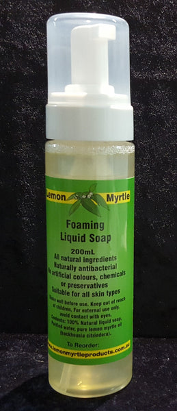 Lemon Myrtle Foaming Liquid Soap 200ml all natural antibacterial - gift pack