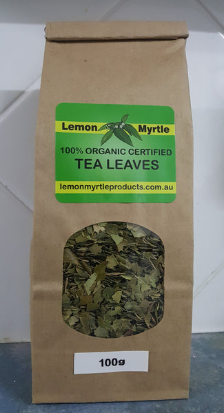 Lemon Myrtle 100% Organic Certified Cut Tea Leaves 100g resealable bag - Queensland grown caffeine free