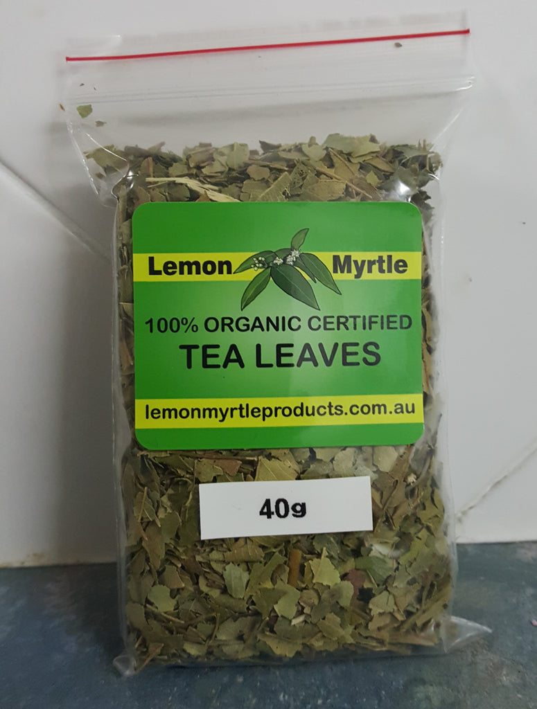 Lemon Myrtle 100% Organic Certified Cut Tea Leaves 40g resealable zip bag - natural caffeine free herbal tea
