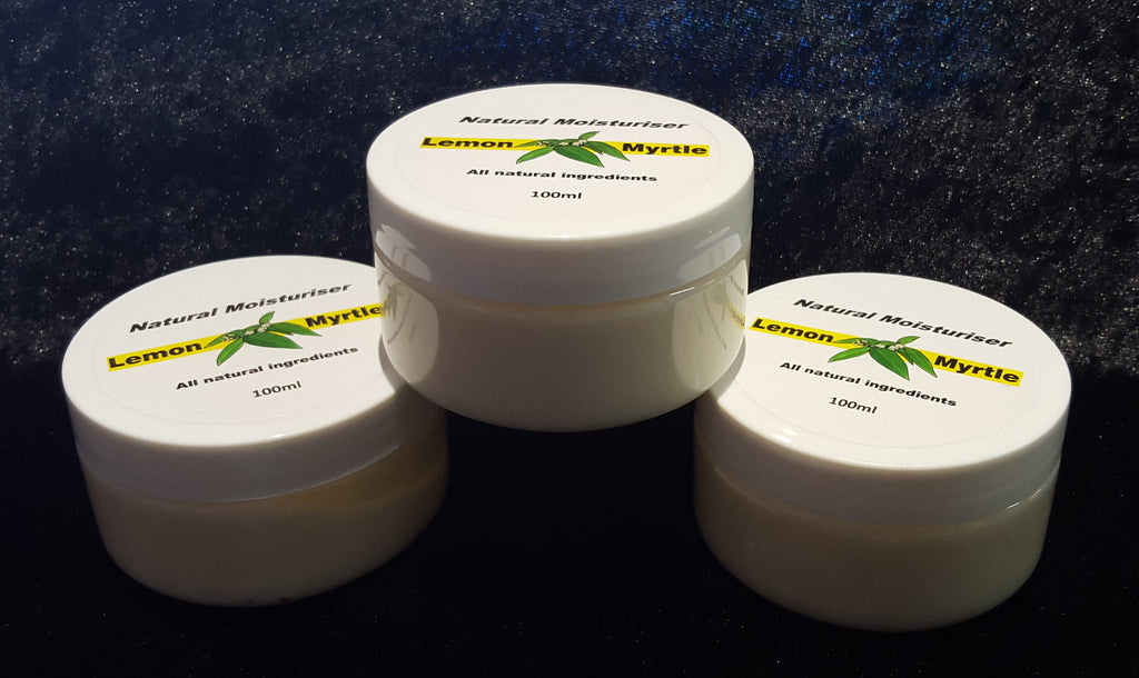 Lemon Myrtle Natural Moisturiser 100ml jars - all natural ingredients organic certified face body cream