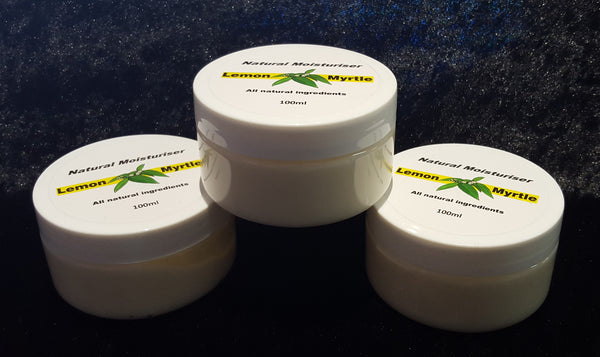 Lemon Myrtle Natural Moisturiser 100ml jars - all natural ingredients organic certified face body cream